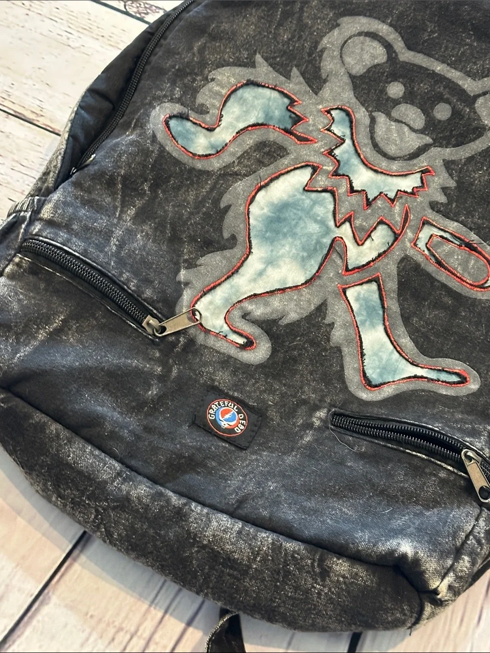 Unbranded Black Canvas Backpack with Dancing Bear